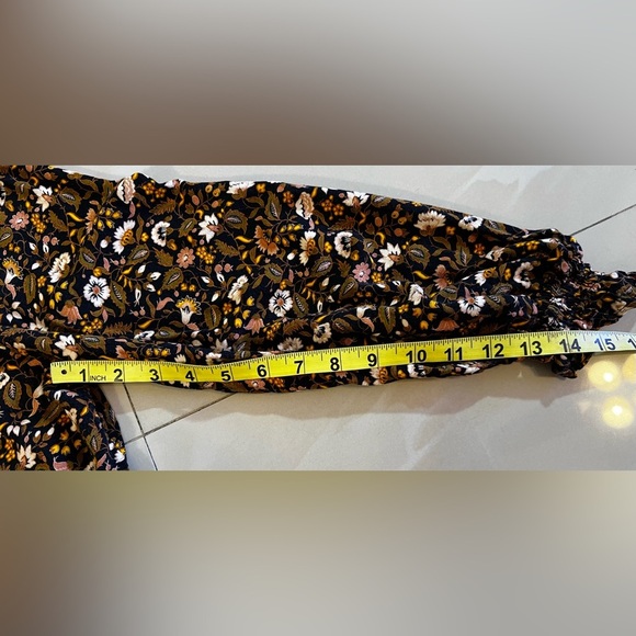 KNOX ROSE Black Print Smocked Long Sleeve Tie Neck BOHO Hippie Blouse - XL - Picture 12 of 16